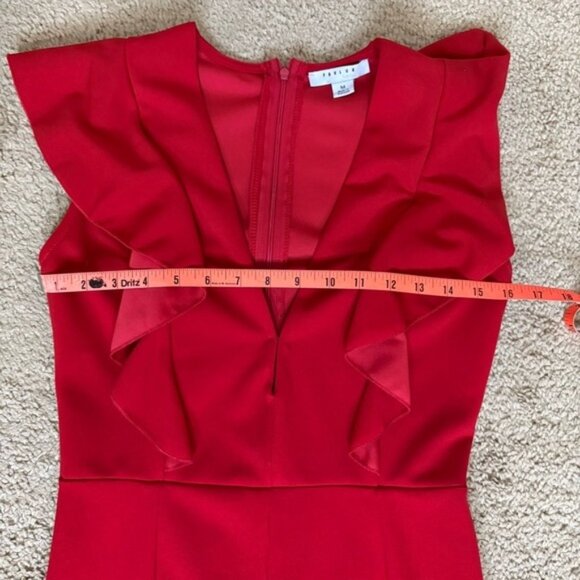 FAVLUX Red Flutter Sleeve Wide Leg Jumpsuit - Size Medium - Picture 10 of 11